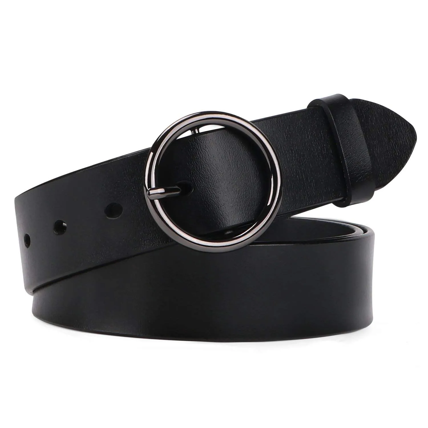 Women Casual Dress Belt Genuine Leather Belt with Round Buckle by JASGOOD