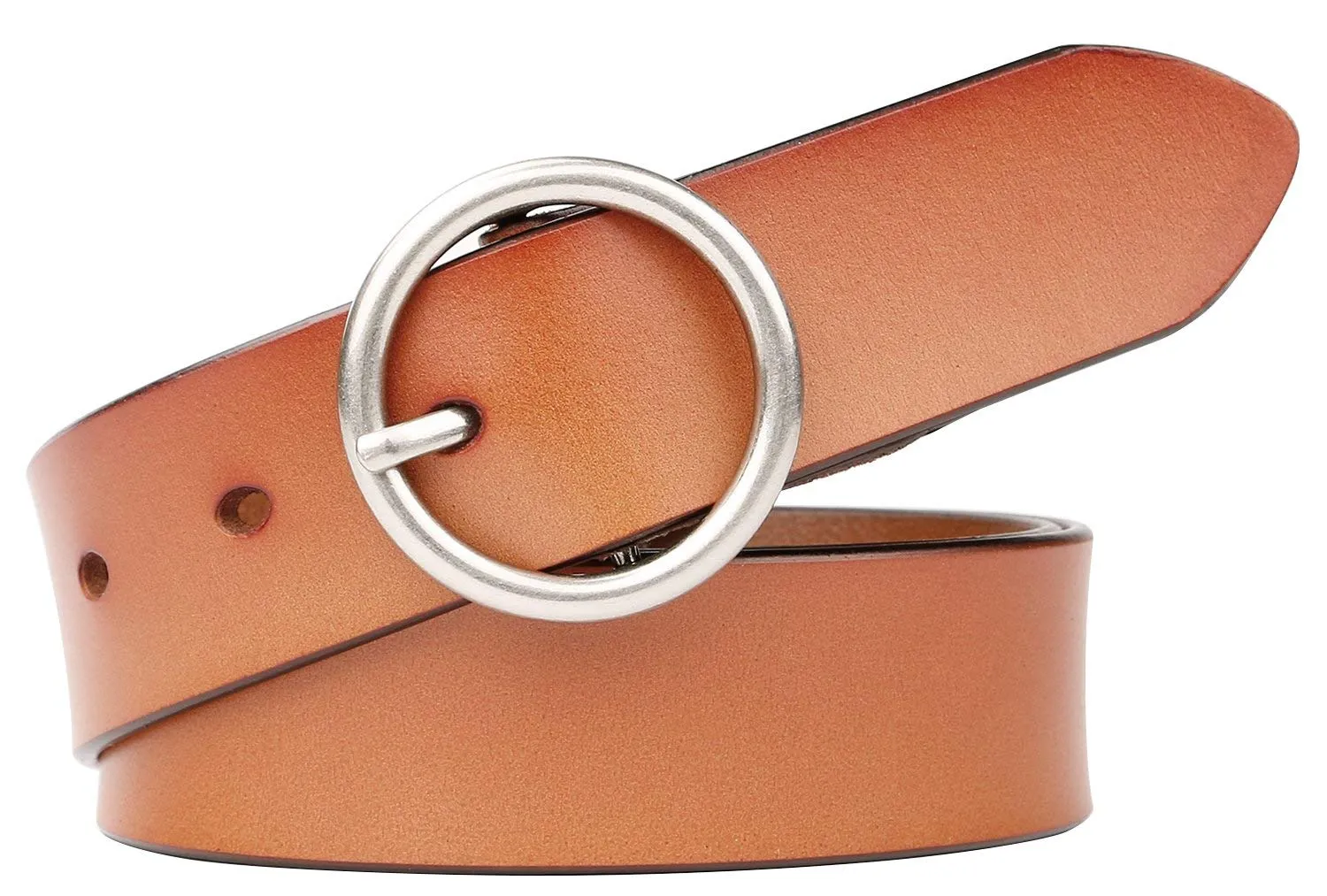 Women Casual Dress Belt Genuine Leather Belt with Round Buckle by JASGOOD