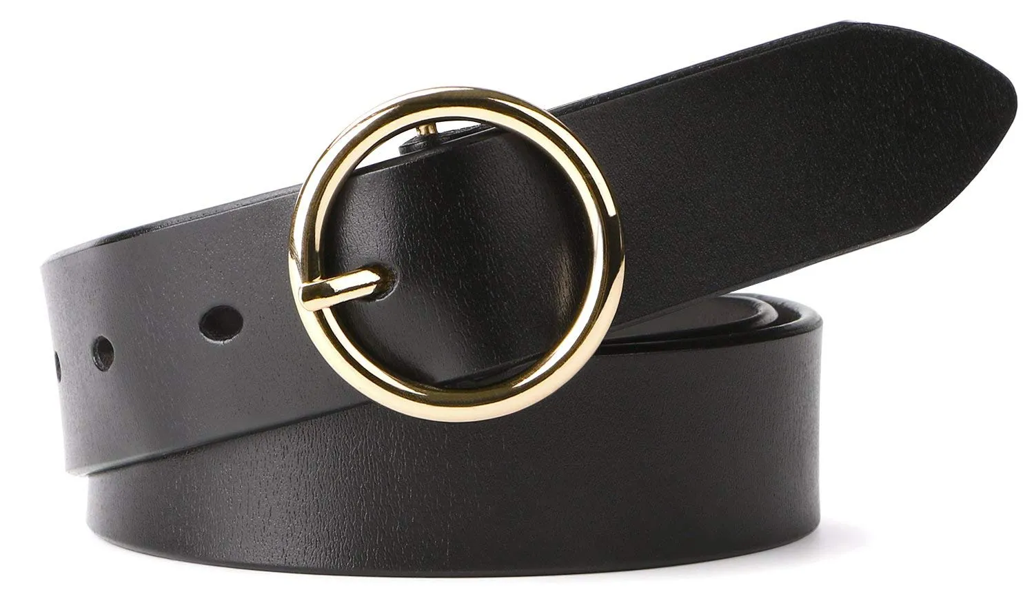 Women Casual Dress Belt Genuine Leather Belt with Round Buckle by JASGOOD