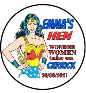 Wonder Woman Theme Personalised Hen Party Badge