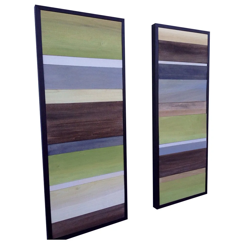 Wood Wall Art - Wood Art - Reclaimed Wood Art - Color Block Collection - 16x40 set