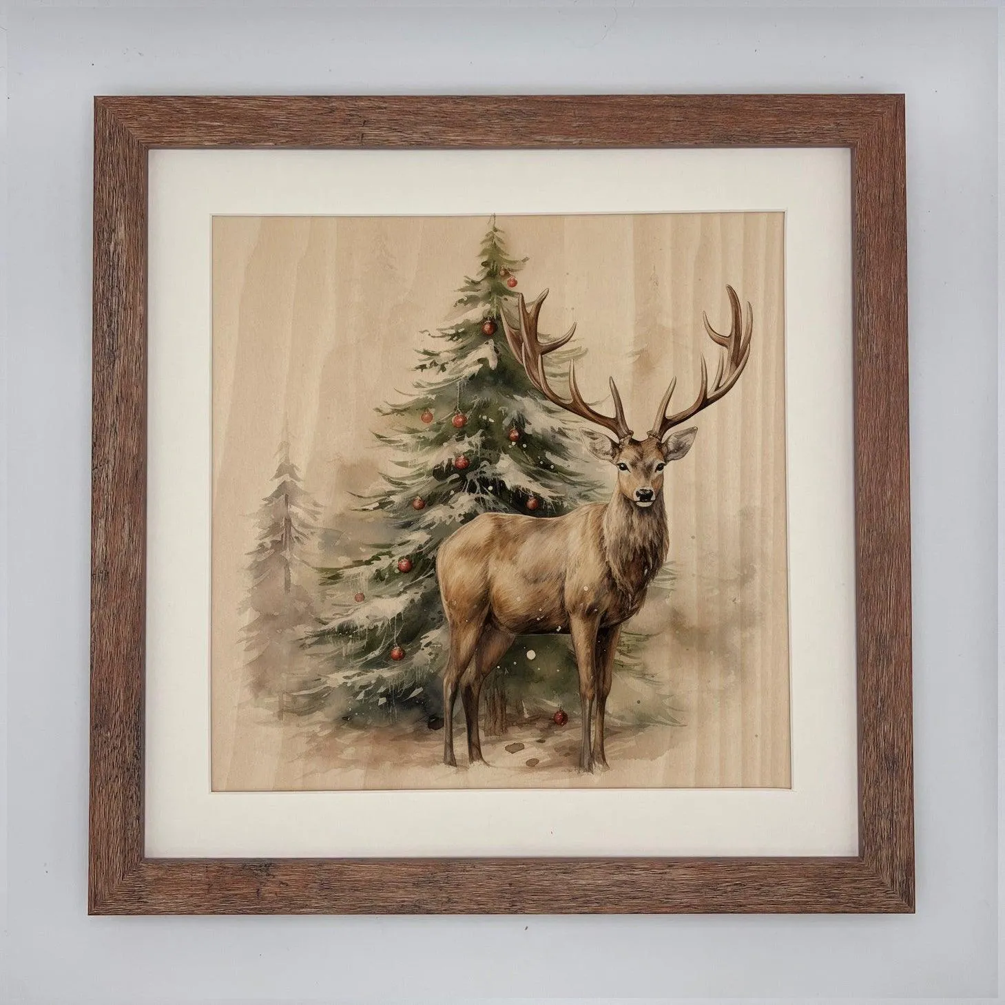 Woodland Deer in Winter Scene