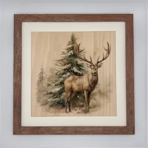 Woodland Deer in Winter Scene