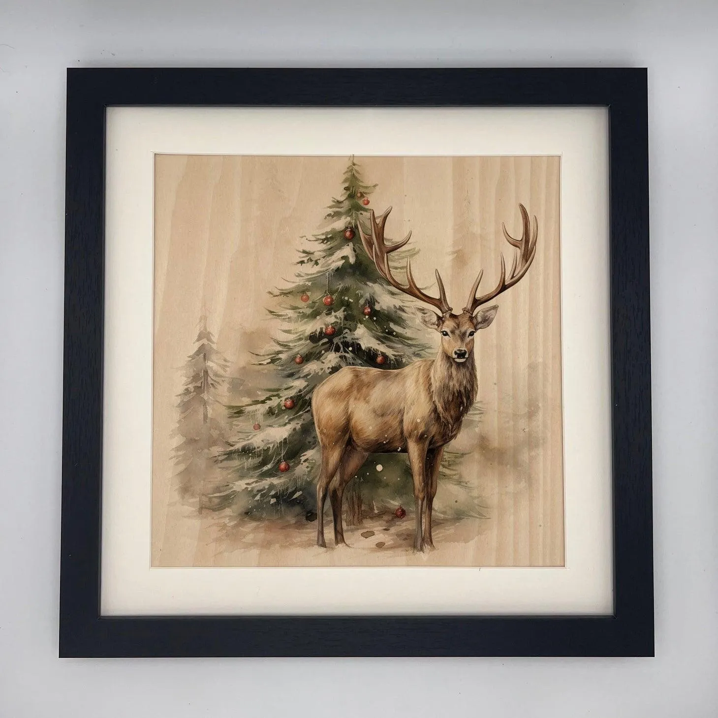 Woodland Deer in Winter Scene