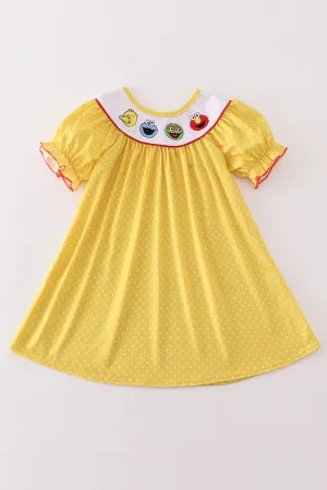 Yellow Charactor Embroidery Dress